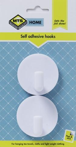 MTS HOME ROBE HOOK PVC WHITE P/2
