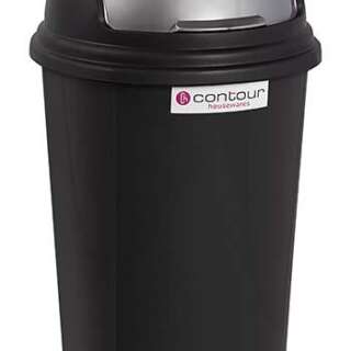 REFUSE BIN ROUND FLIP LID 25L BLACK