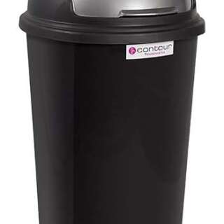 REFUSE BIN ROUND FLIP LID 60L BLACK
