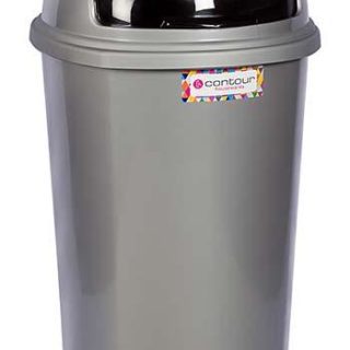 REFUSE BIN ROUND FLIP LID 60L SILVER