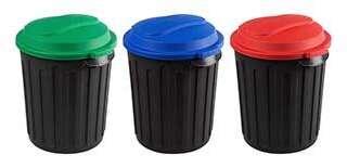 REFUSE BIN ROUND SET 60L RED BLUE&GREEN