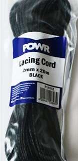 CORD LACING BLACK 2MMX20MTR