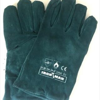 GLOVES LEATHER GREEN LINED WELTED WRIST 2" CUFF L G023