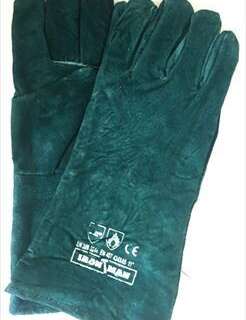 GLOVES LEATHER GREEN LINED WE LTED  8" CUFF L G022