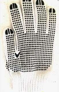 GLOVES COTTON PVC POLKA DOUBLE SIDE 7GG 550GPD LRG G034