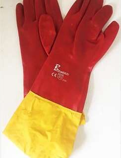 GLOVES PVC COAT RED OPEN CUFF 60CM STD SHOULDER L G016-5