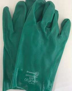 GLOVES PVC COAT GREEN TEXTURED H/D OPEN CUFF 27CM G087