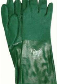 GLOVES PVC COAT GREEN TEXTURED H/D OPEN CUFF 40CM G088
