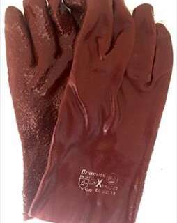 Gloves Pvc Coat Red Ex/Hd Terry Palm Rough O/Cuff 27Cm G0
