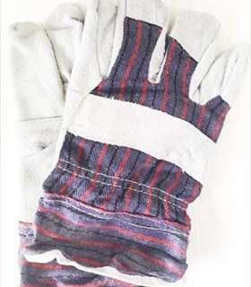 GLOVES CANDY STRIPE CH/LEATHER SAFETY CUFF 5CM G005