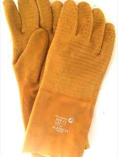 GLOVES LATEX CRINKLE YEL COMAREX FULL DIP GAUNT 35CM ELB G