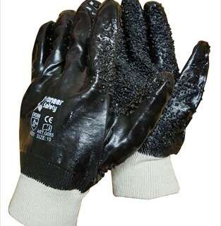 GLOVES BLACK CHIP PALM KNITWRIST L G085