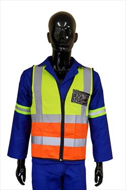 Vests Pioneer Refl Zip Id Pocket 2 Tone Lrg Vo32