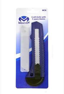 KNIFE MARATHON SNAP OFF 18MM + 5 SPARE BLADES MCK