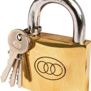 PADLOCK TRI BRASS BOX 63MM #266