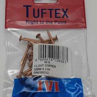 NAIL CLOUT COPPER 32MMX50G P/P TUFTEX